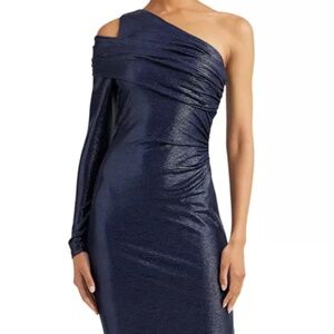 Ralph Lauren Metallic Knit One Shoulder Sheath Dress